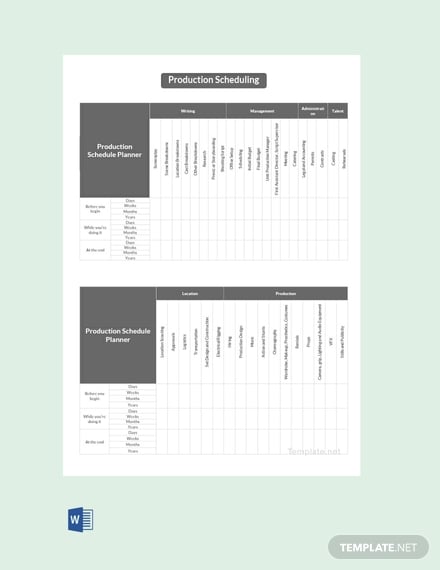 free sample production schedule template
