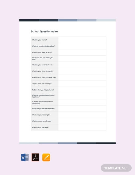 Image 1 for Questionnaire Design Template Word