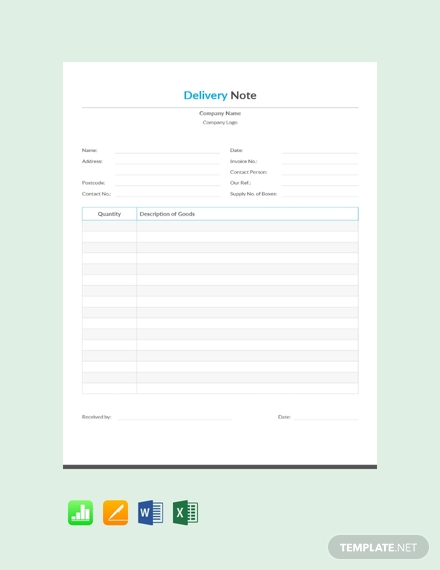 free simple delivery note template 440x570