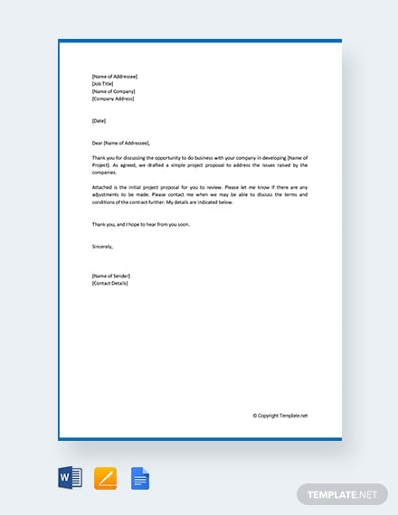 free simple project proposal letter