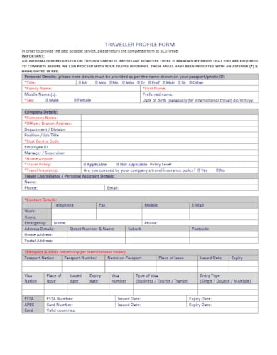 free travel agency form template