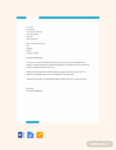 free-two-weeks-notice-resignation-letter-template