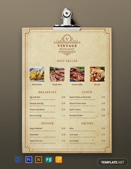 free-vintage-menu-template