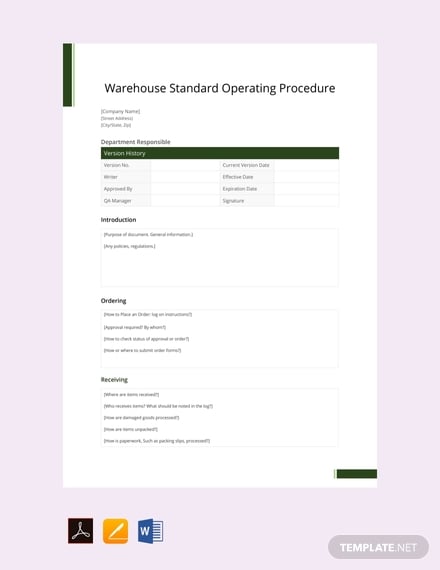 free warehouse standard operating procedure template 440x570 1