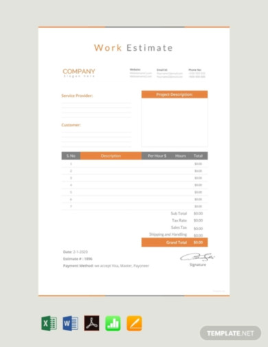 free-work-estimate-template