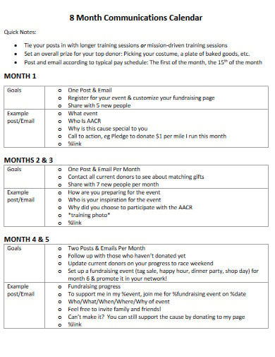 10+ Fundraising Calendar Templates - PDF