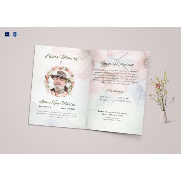funeral announcement greeting card template