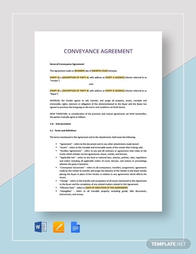 general conveyance agreement template