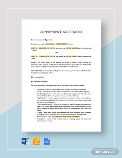 15+ Conveyance Agreement Templates - Google Docs, Word, Pages, PDF