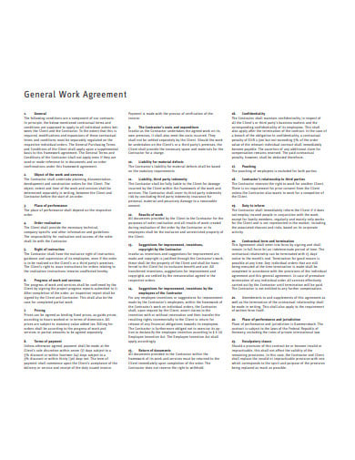 general work agreement template