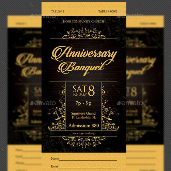 golden anniversary banquet ticket template