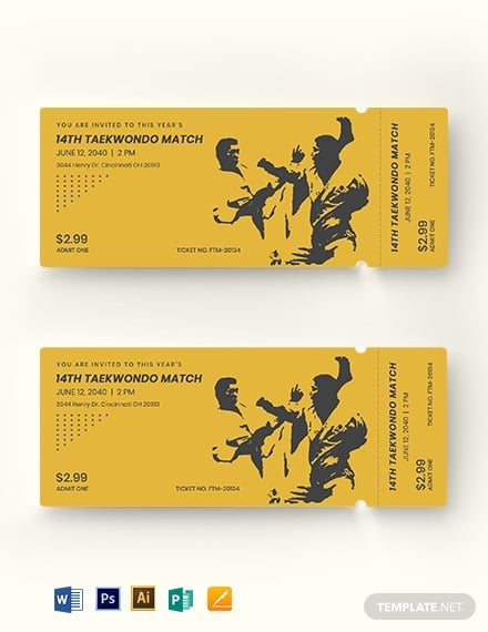 golden martial arts ticket template
