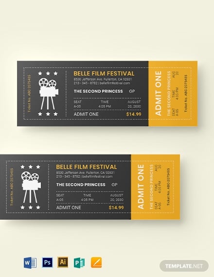 golden movie night ticket template