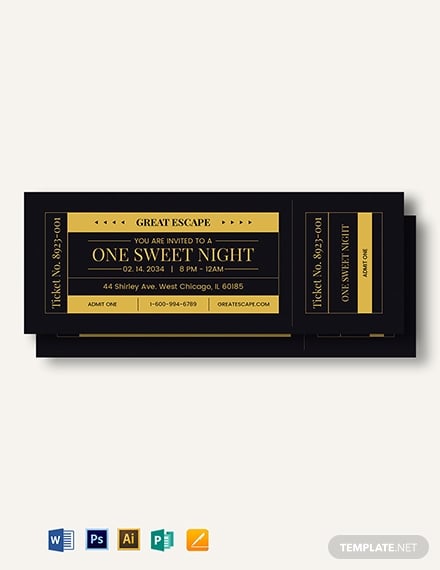 golden prom admission ticket template