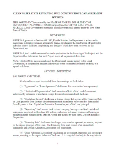 government construction loan agreement template