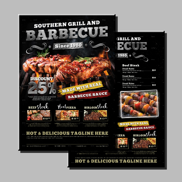 grilled barbecue food menu template