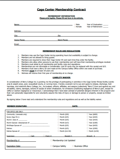 10  Gym Membership Contract Templates Sample Example Format