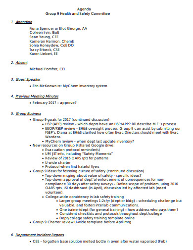 15 Safety Meeting Agenda Templates In PDF DOC