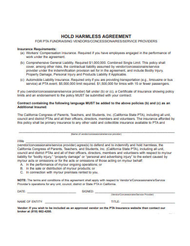 hold harmless agreement example