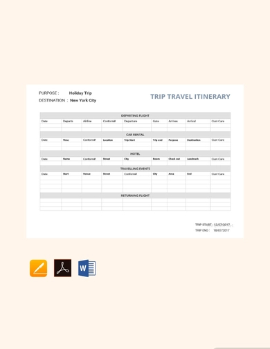 10+ Travel Itinerary Templates - Google Docs, Word, Excel, Pages, PDF