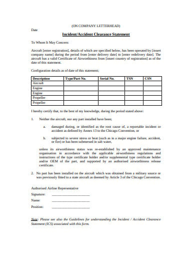 incident clearance statement form