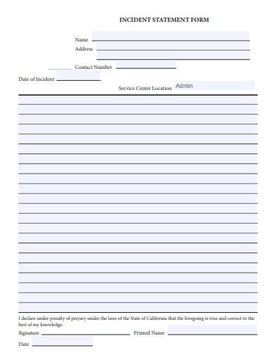 incident statement form template