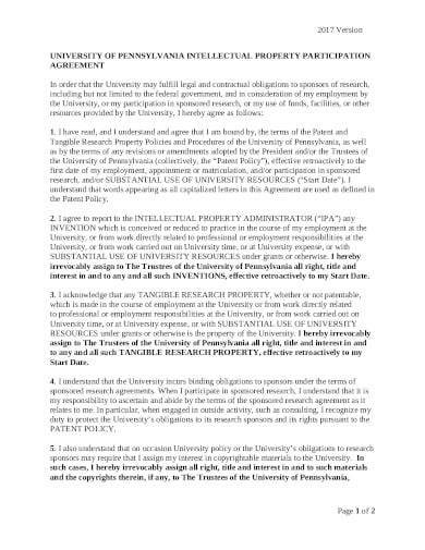 intellectual property participation agreement template