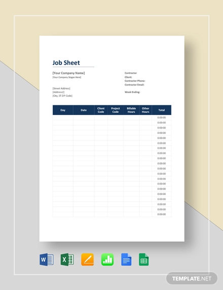 22 Job Sheet Templates Samples DOC PDF Excel Apple Pages 