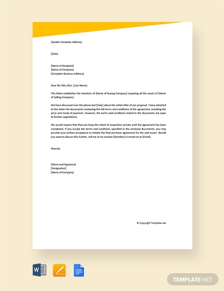 Business Letter of Intent Templates - Google Docs, MS Word, Pages, PDF ...