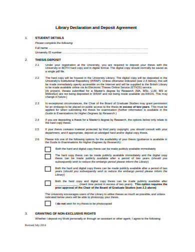 library declaration agreement template