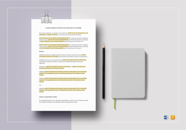 license-agreement-contract-of-license-right-to-customer-template