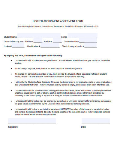locker assignment agreement template