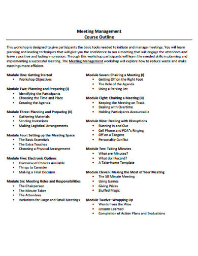 management meeting outline template