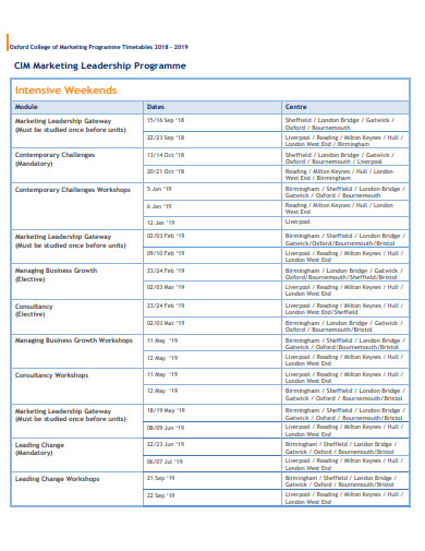 5 Marketing Timetable Templates In PDF 5 Marketing Timetable Templates In PDF