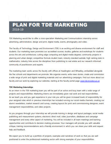 marketing work plan format