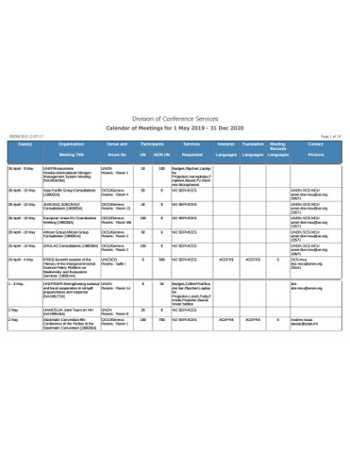 17+ Meeting Calendar Templates in PDF