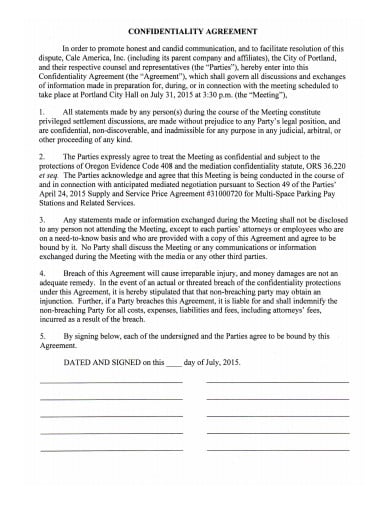 meeting confidentiality agreement sample template