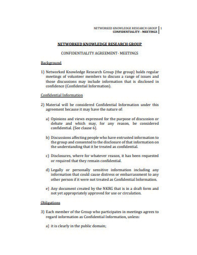 meeting confidentiality agreement sample