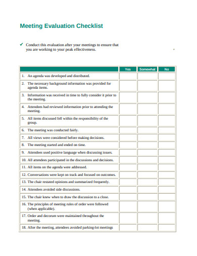 19+ Meeting Evaluation Templates - PDF