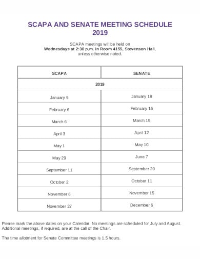 meeting schedule example in pdf