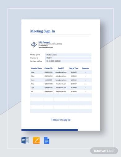 meeting sign in sheet template