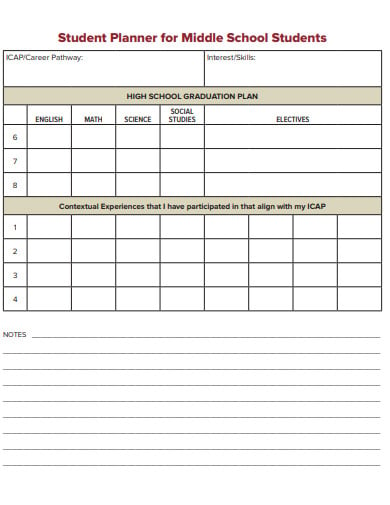 middle-school-student-planner-template