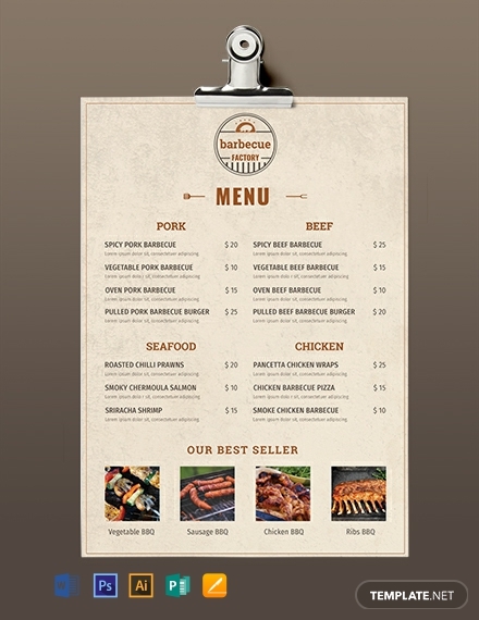minimal barbecue food menu layout