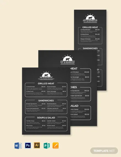 minimal barbeque menu template