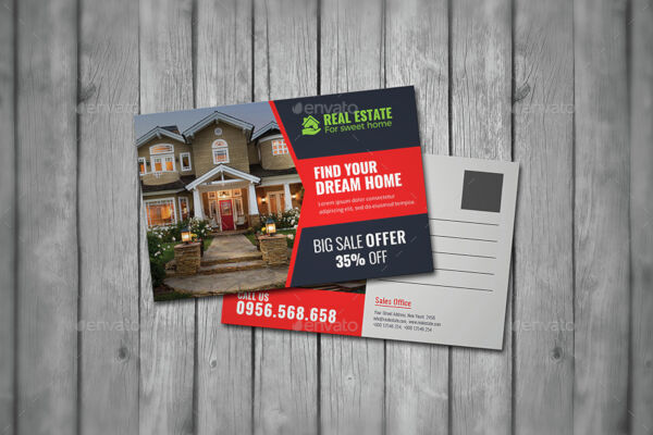 minimally detailed real estate postcard template