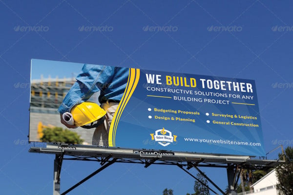 modern construction company billboard template