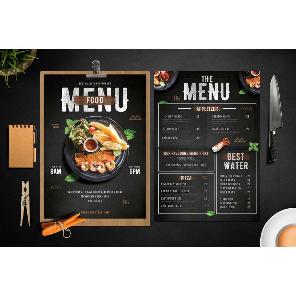 modern food menu sample template
