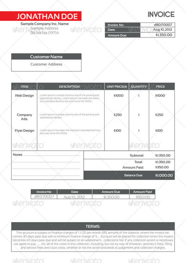 modern proforma invoice template package