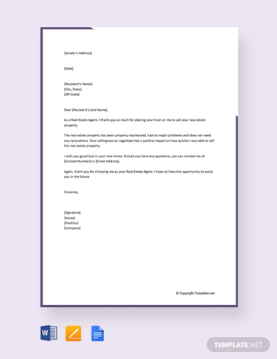 10+ FREE Real Estate Thank You Letter Templates in Google Docs | Word ...