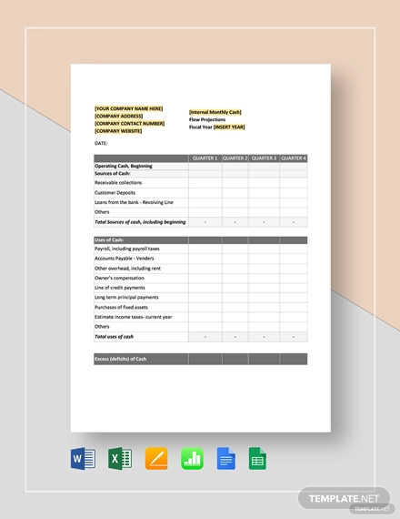 monthly cash flow forecast template